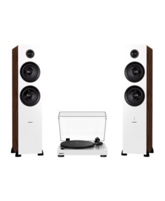 RT81 Elite Vinyl Turntable Ai81 Powered 2-Way Speakers Diamond Stylus Belt Drive Preamp Bluetooth Natural Walnut Audio System