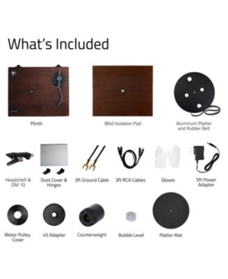 RT82 Reference High Fidelity Vinyl Turntable Record Player with Ortofon OM10 Cartridge And Anti-Vibration Wood Isolation Base