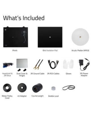 High Fidelity Vinyl Turntable with Ortofon 2M Blue Cartridge and Anti-Vibration Wood Isolation Base