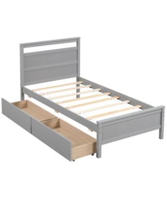 Twin Size Wooden Bed Frame with 2 Drawers for Teens and Adults