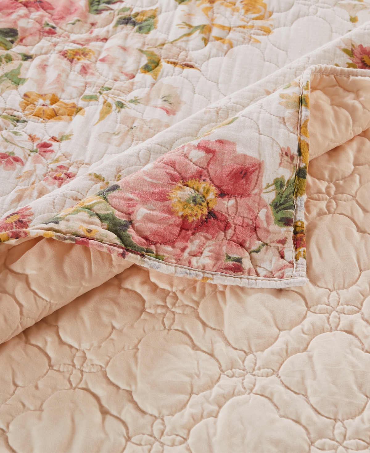 Greenland Home Fashions Cotton Reversible Quilted Throw, 50" X 60" In Buttercup Floral