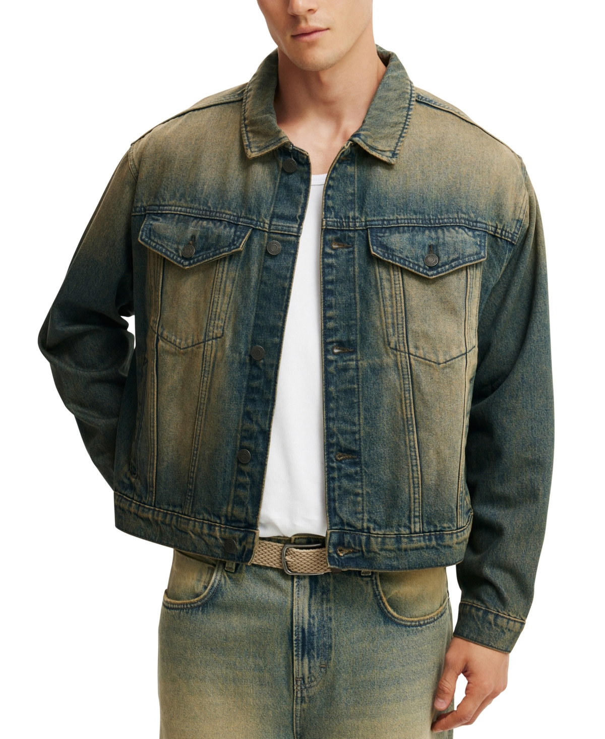 Shop Cotton On Men's Denim Trucker Jacket In Washed Blue