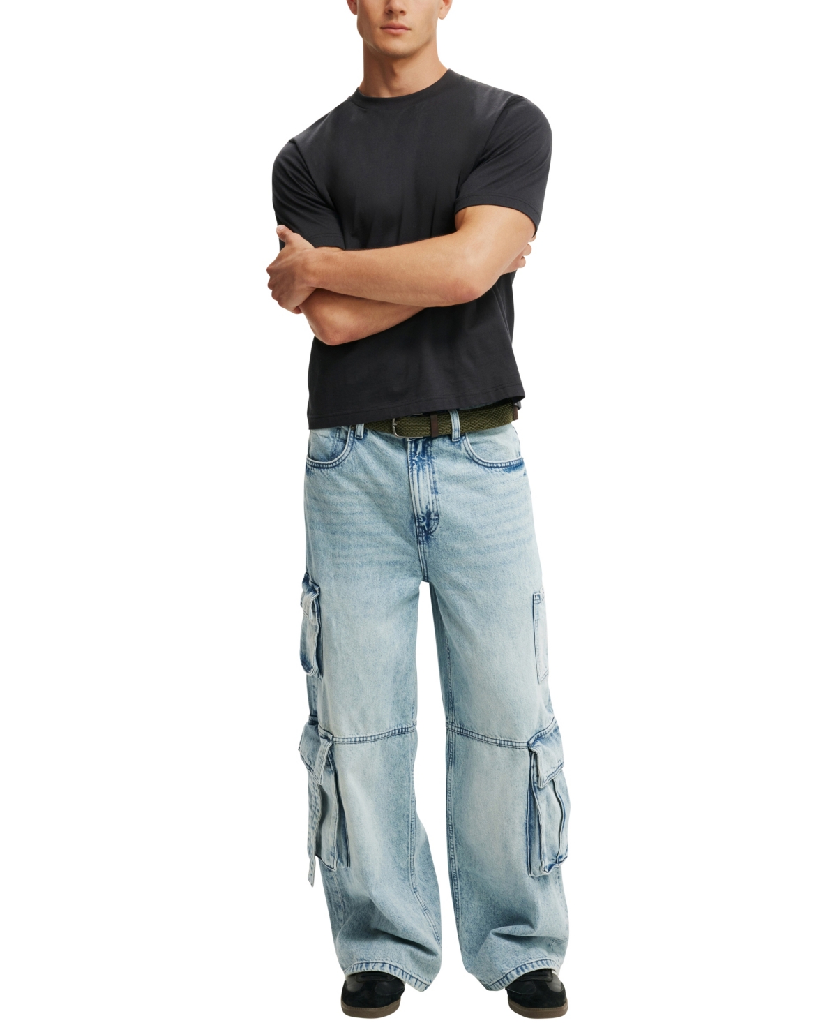 Shop Cotton On Men's Super Baggy Jeans In Cargo Starlite Blue