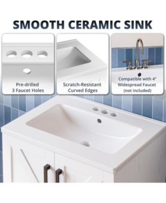 Bathroom Vanity with Sink, 24 Inch Farmhouse Bathroom Sink Cabinet