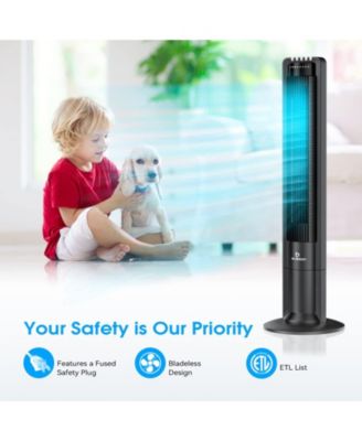 115° Oscillating Modern Tower Fan for Bedroom, 43'' Standing Fan with Remote, 7.5H Timer, 28dB Ultra Quiet Cooling Floor Fan for Home, Office or Bedroom, 3 Speeds & 3 Modes Black Fan