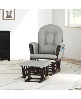 Hoop Glider and Ottoman - Espresso with Light Gray