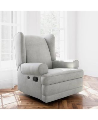 Serenity Wingback Upholstered Recliner Glider - Steel