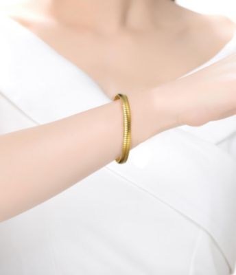 Sterling Silver 14K Gold Plated Omega Bracelet-Unisex