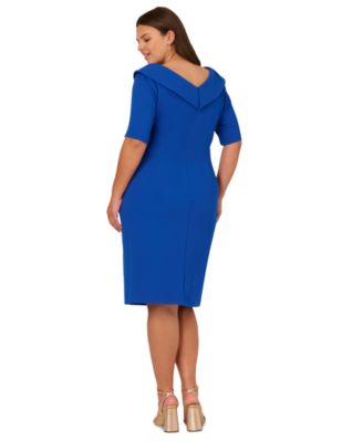 Plus Size Asymmetric-Neck Sheath Dress