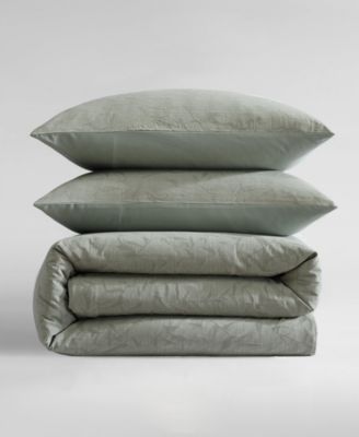 CLOSEOUT! Branching Leaves Cotton 3-Pc. Duvet Cover Set, King