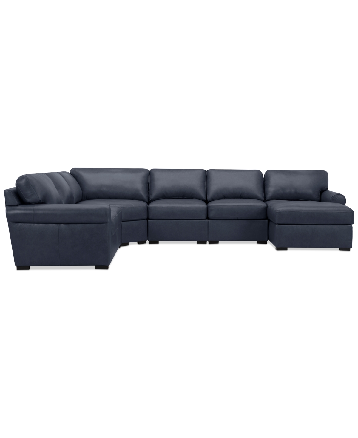 Macy's Radley Roll Arm 145" 6-pc. Leather Wedge Corner Chaise Sectional, Exclusively At