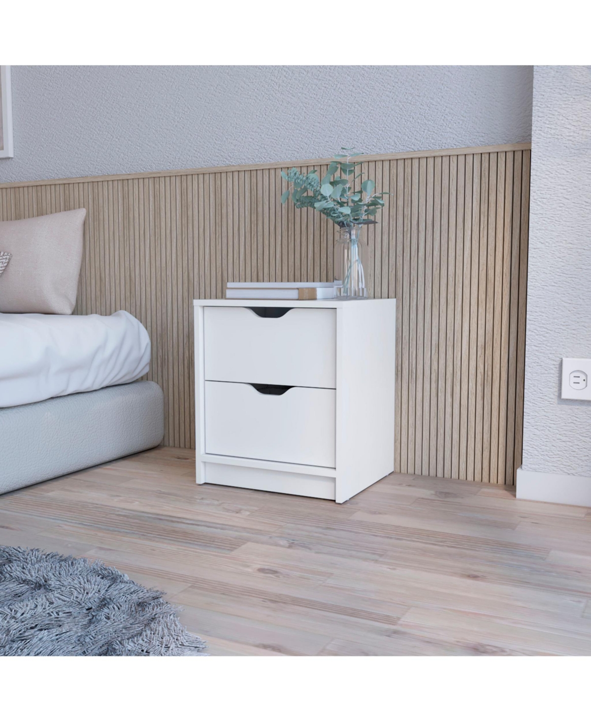 Smart Nightstand with 2 Drawers and Tech Integration