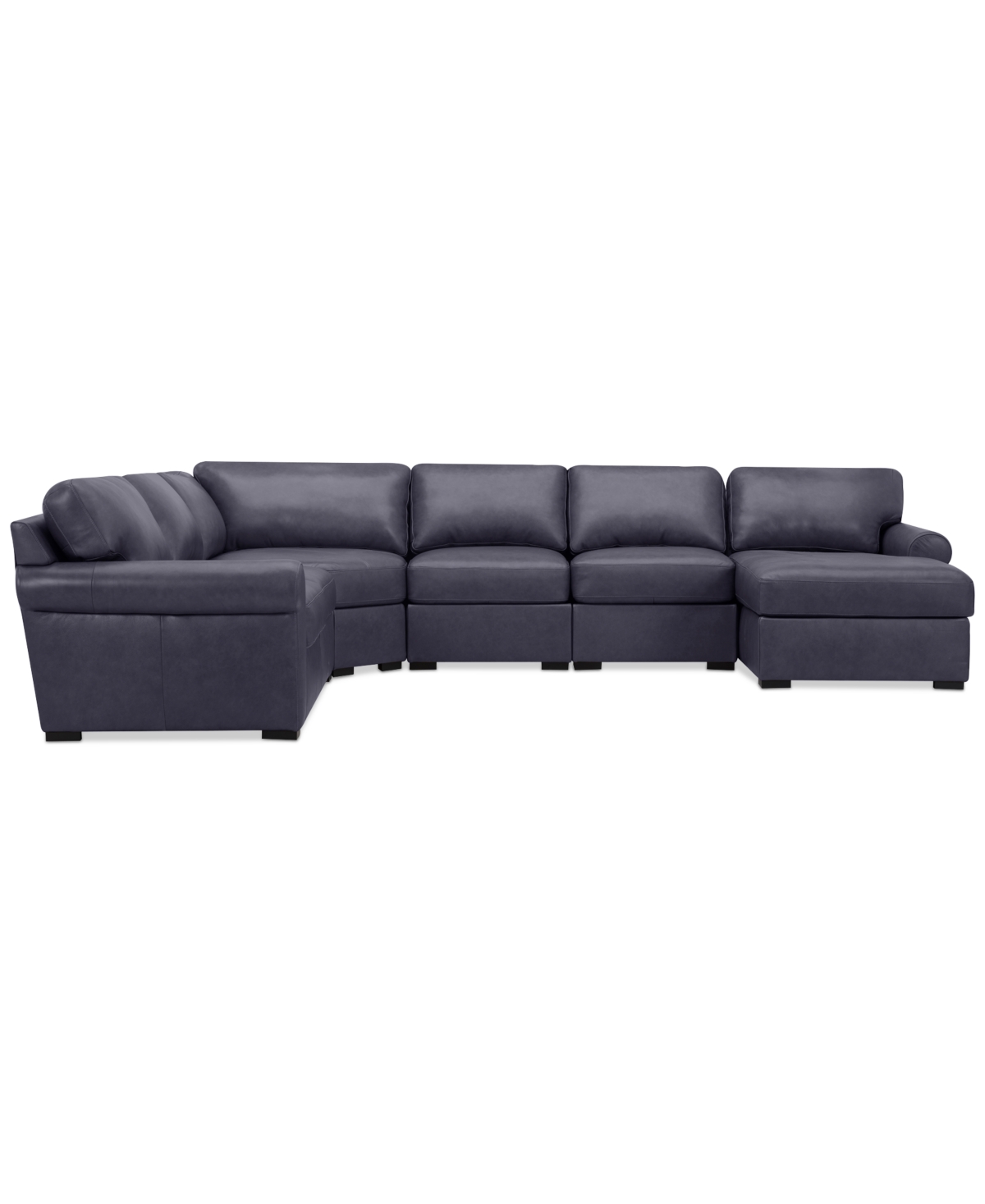 Macy's Radley Roll Arm 145" 6-pc. Leather Wedge Corner Chaise Sectional, Exclusively At