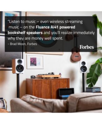 Ai41 Powered 2-Way 2.0 Stereo Bookshelf Speakers with Speaker Stands 5" Drivers 90W Amplifier for Turntable Bluetooth 5 Wireless Music Streaming with RCA Optical Subwoofer Out