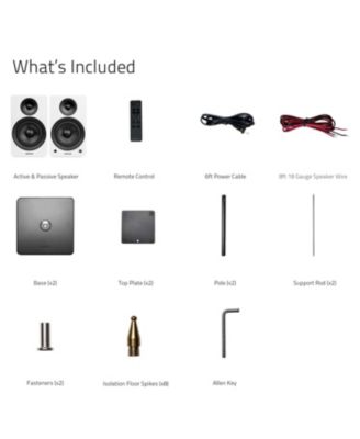 Ai61 Powered 2-Way 2.0 Stereo Bookshelf Speakers with 6.5" Drivers 120W Amp for Turntable Bluetooth w/ Stands