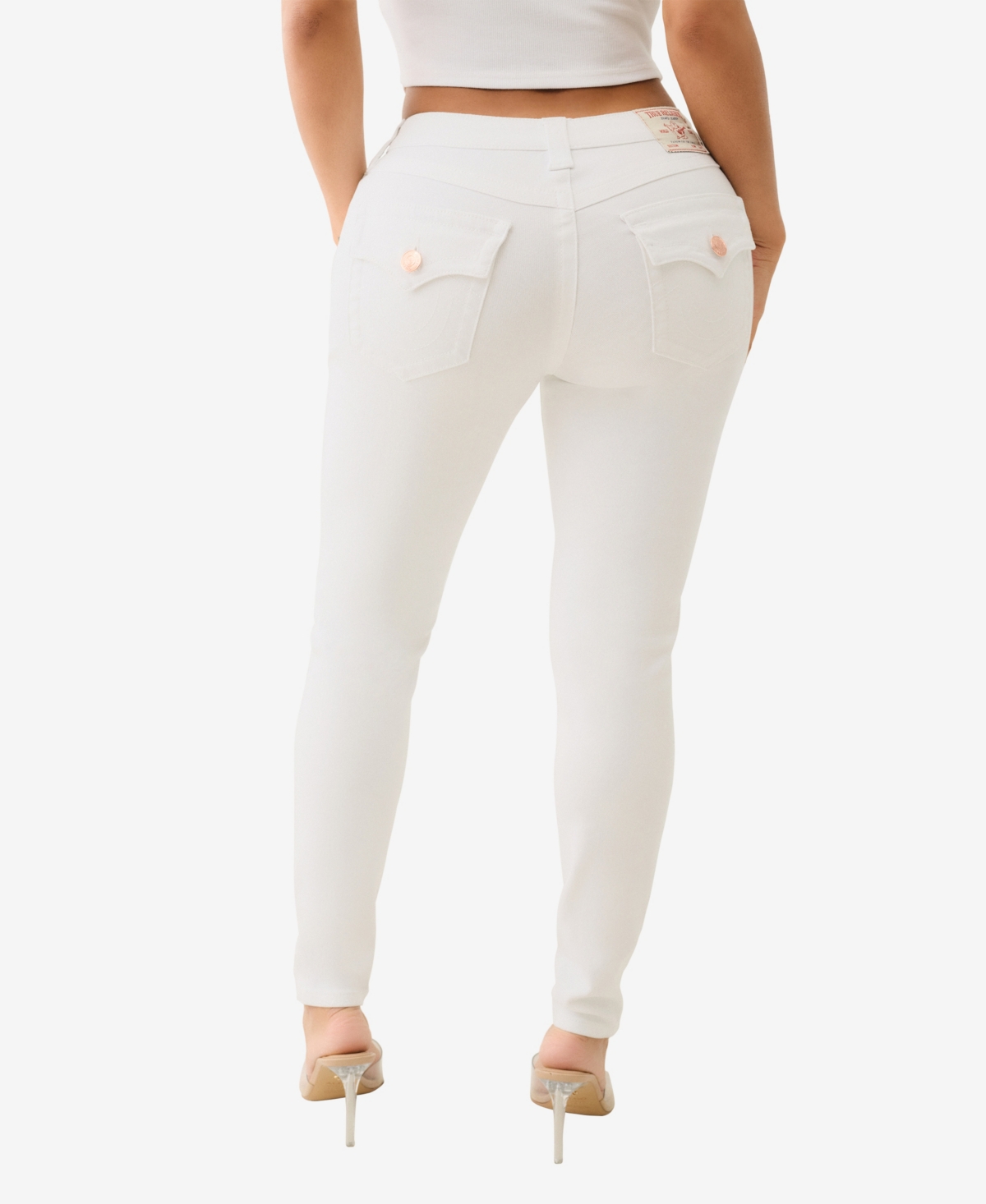 Shop True Religion Women's Jennie Skinny Curvy Flap Jeans In Optic White