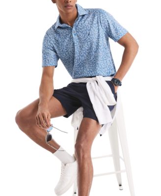 Men's Classic-Fit Seahorse-Print Birdseye Interlock Performance Golf Polo Shirt