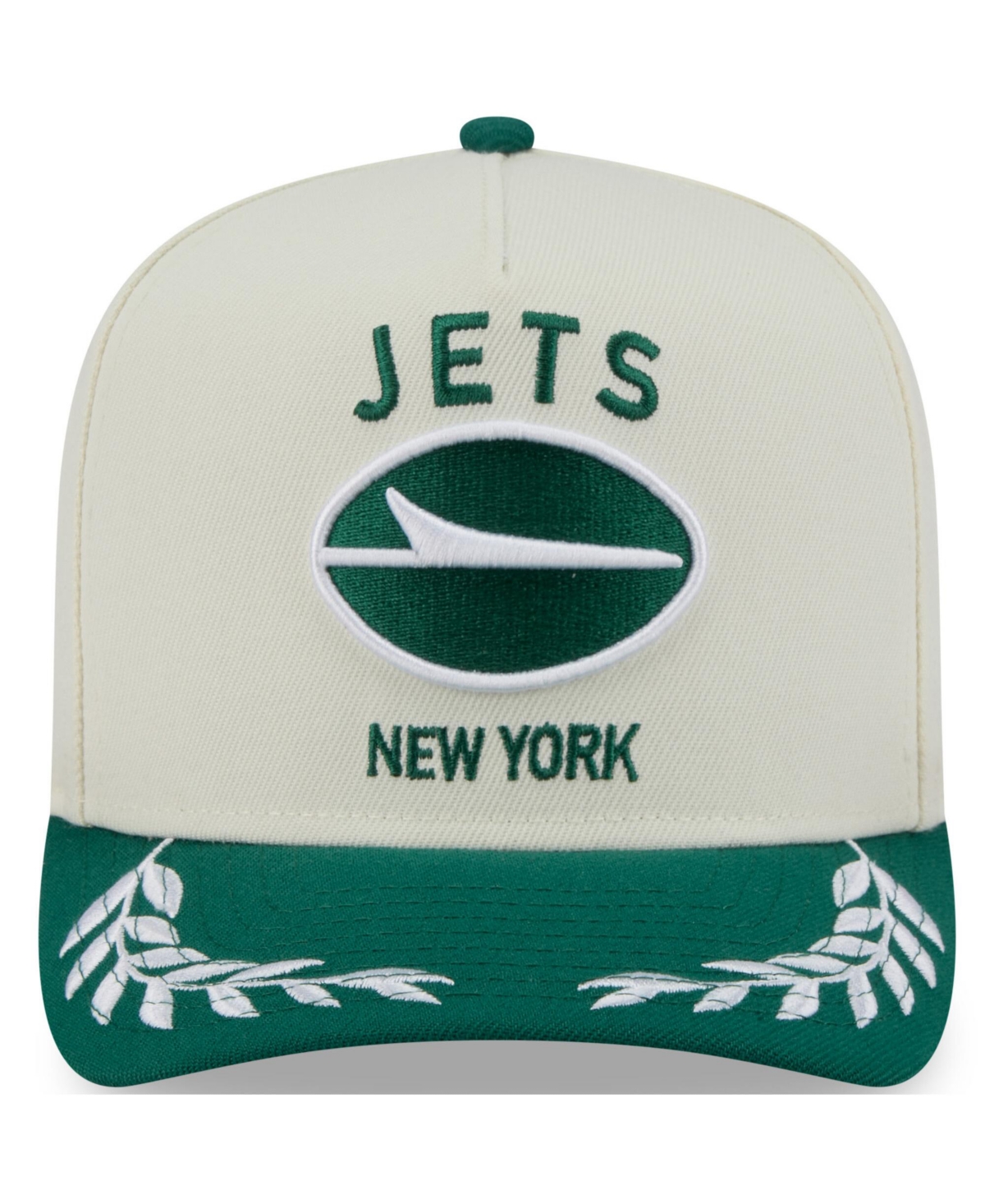 NEW ERA MEN'S CREAM/GREEN NEW YORK JETS 2025 NFL DRAFT A-FRAME 9FIFTY SNAPBACK HAT 