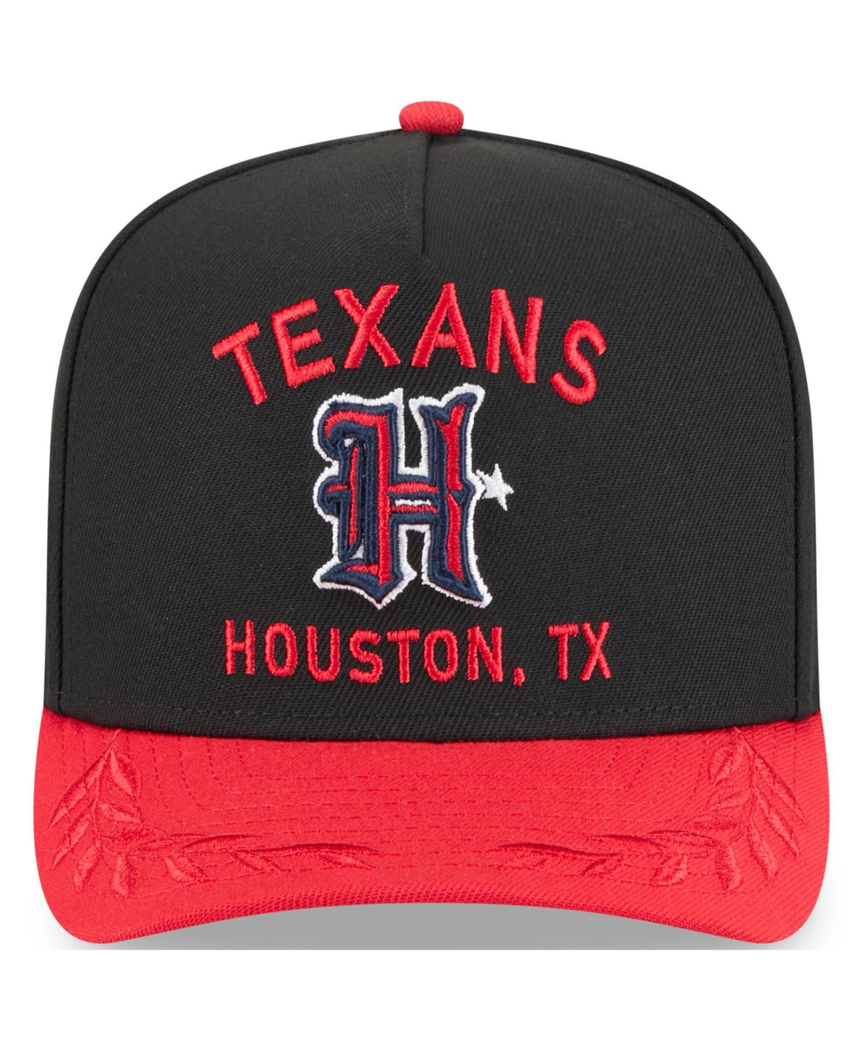 NEW ERA MEN'S BLACK/RED HOUSTON TEXANS 2025 NFL DRAFT A-FRAME 9FIFTY SNAPBACK HAT 