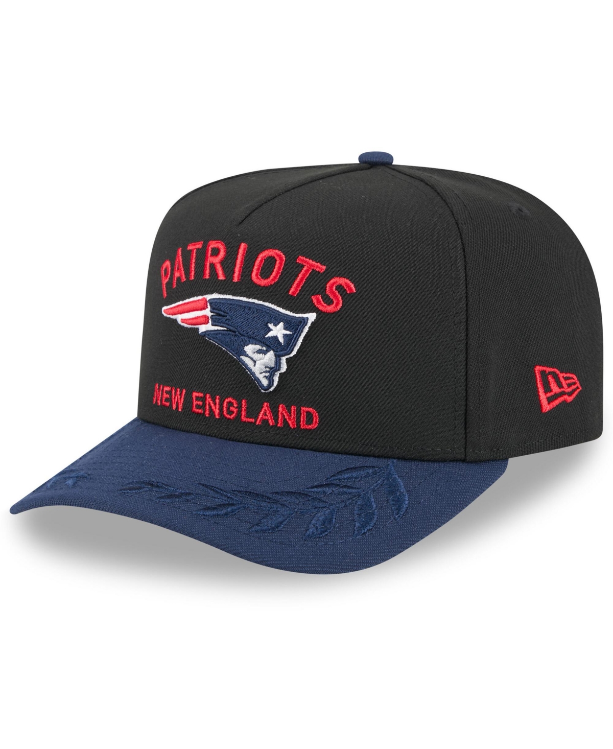 NEW ERA MEN'S BLACK/NAVY NEW ENGLAND PATRIOTS 2025 NFL DRAFT A-FRAME 9FIFTY SNAPBACK HAT 