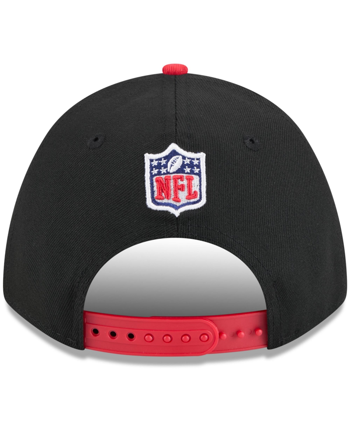 NEW ERA MEN'S BLACK/RED HOUSTON TEXANS 2025 NFL DRAFT 9FORTY A-FRAME M-CROWN ADJUSTABLE HAT 