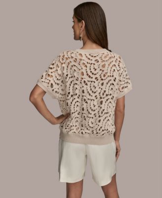 Женский вязаный топ Donna Karan New York с коротким рукавом