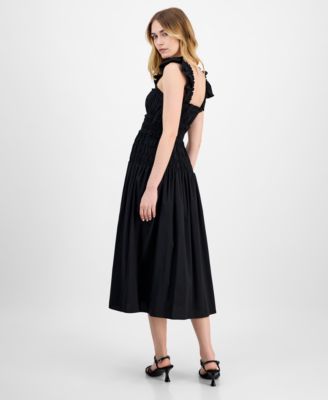 Women's Smocked Ruffled-Strap Midi Dress