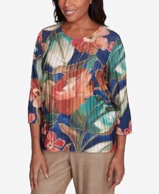 Women's Summer Solstice Dramatic Summer Floral Crew Neck Top
