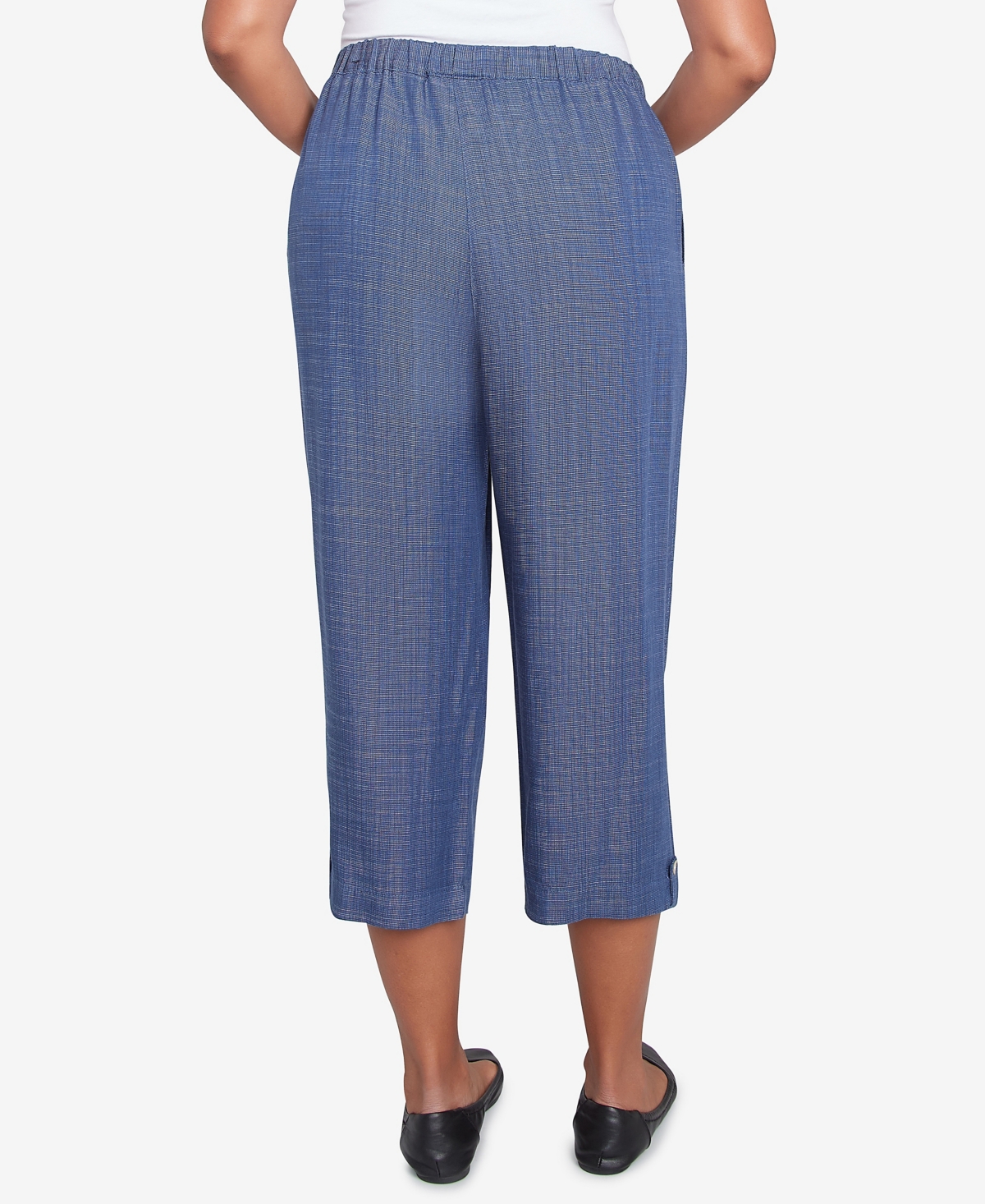 Alfred Dunner Women's Summer Solstice Relaxed Button Tab Capri Pants In Blue