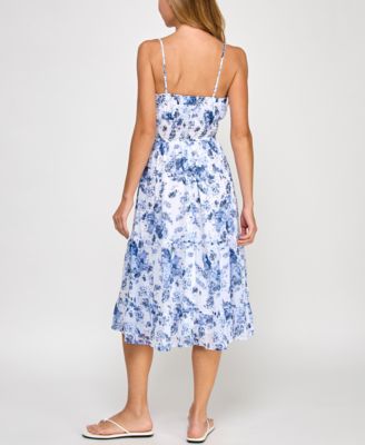 Trixxi Juniors' Floral-Print Midi Dress - Macy's