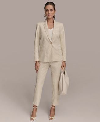 Женские брюки из льняной смеси Donna Karan New York, украшенные блестками