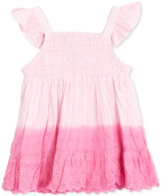 Baby Girls Flutter-Sleeve Ombr&eacute; Eyelet Dress