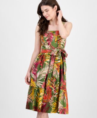 Женское приталенное шифоновое платье-клеш с принтом от Anne Klein