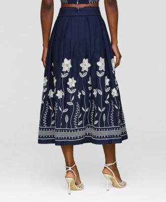 Женская хлопчатобумажная юбка миди с вышивкой Avec Les Filles