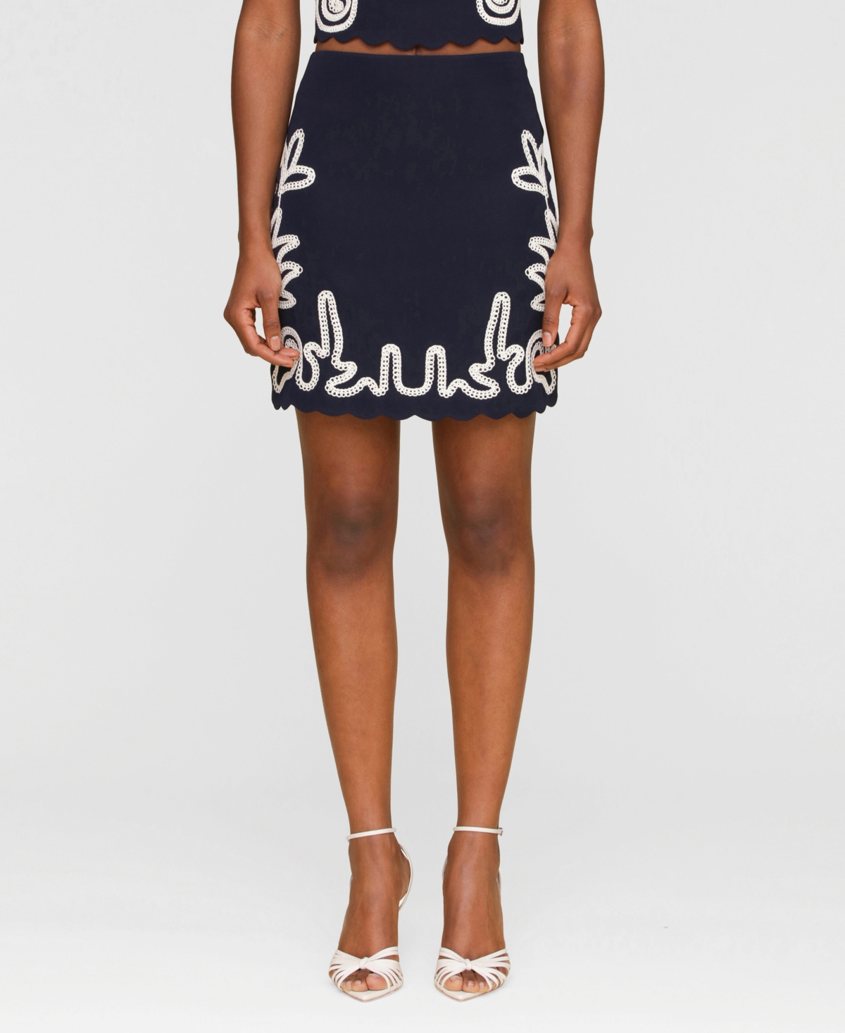 Avec Les Filles Women's Seahorse Embroidered Mini Skirt