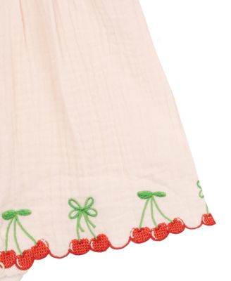 Baby Girls Cotton Cherry Embroidered Romper 