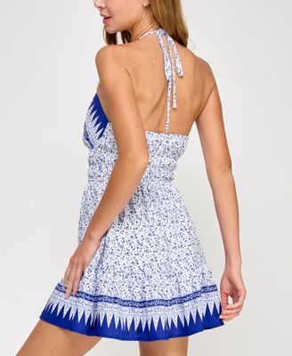 Мини-платье на бретелях с оборками на талии и принтом от Trixxi Juniors