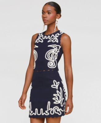 Women's Seahorse Embroidery Sleeveless Shell Top