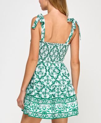 Хлопчатобумажное мини-платье Trixxi Juniors с принтом и завязками на плечах от Trixxi Juniors