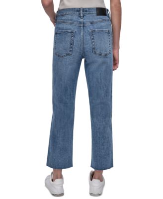 Женские классические джинсы DKNY Jeans с высокой посадкой и прямыми штанинами с необработанным низом
