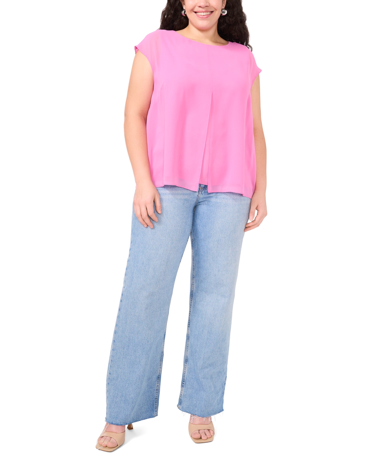 Vince Camuto Plus Size Cap-sleeve Overlay Top