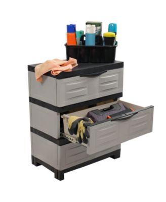 Heavy-Duty Plastic 3-Drawer Storage Cabinet Organizer - 29.5"