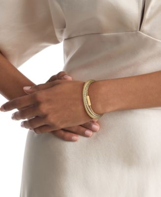 Stainless Steel 3-Pc. Set Crystal Mixed Chain Bracelets