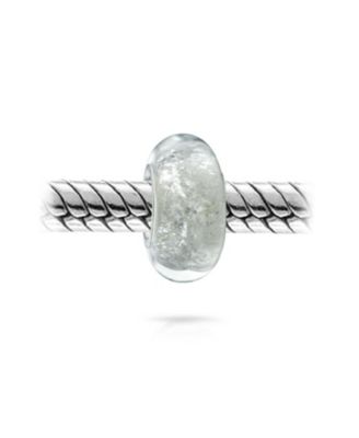 Очаровательная бусина из муранского стекла Bling Jewelry с сердцевиной из чистого серебра и белой блестящей фольгой