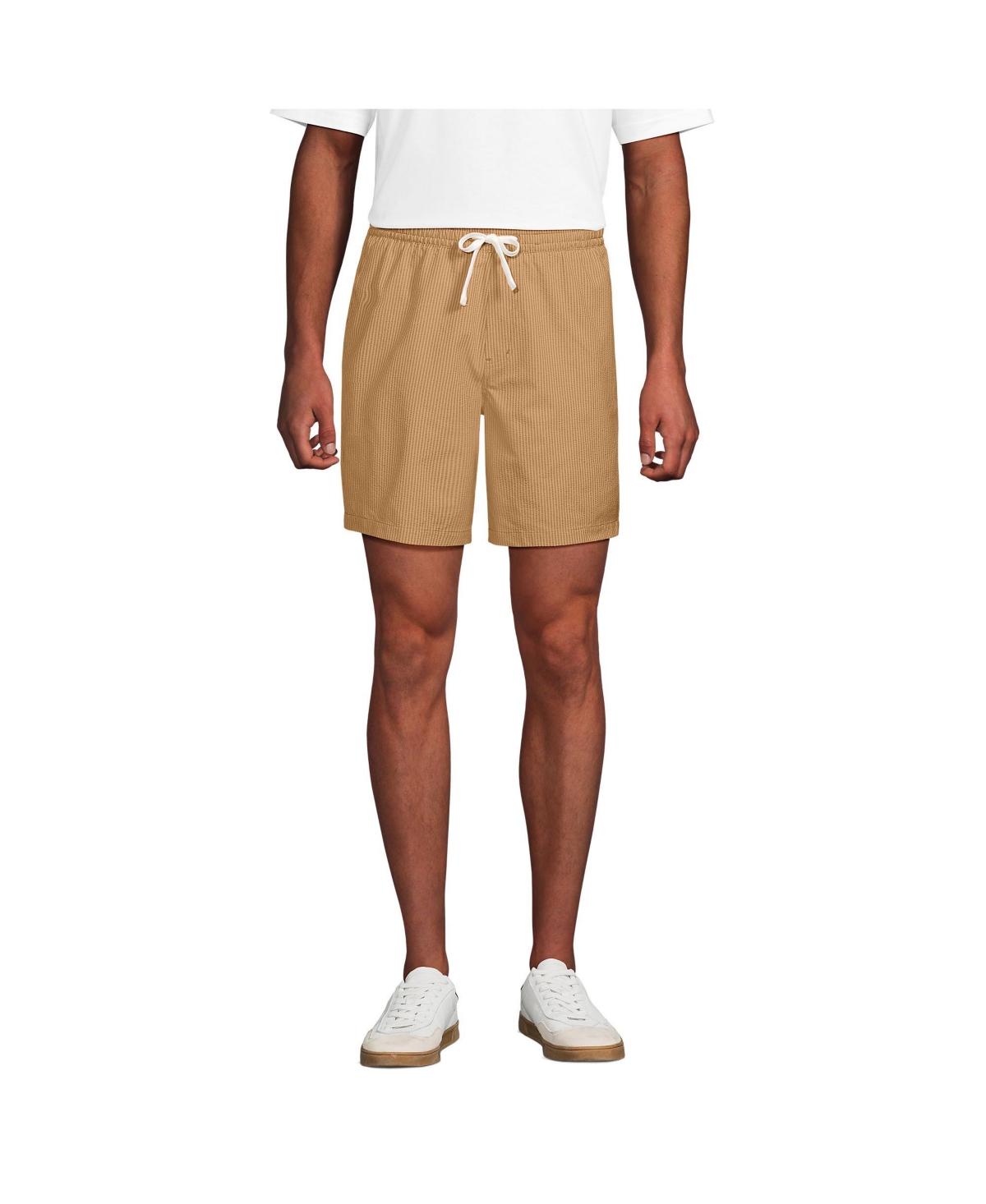 Men's 7" Seersucker Beach to Boardwalk Pull On Shorts - Warm toffee tonal seersucker