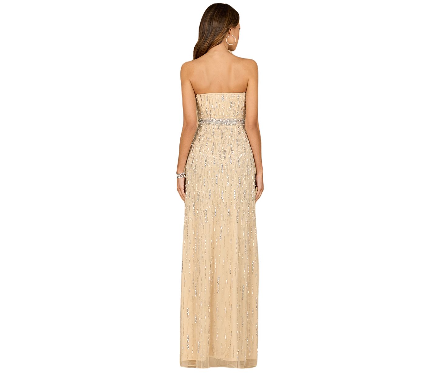 Женское платье Lara Strapless Beaded Gown with Slit - Outlet, цвет: Шампань жемчужный — фото 2