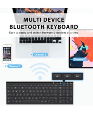 BK10 Bluetooth Keyboard, Wireless Bluetooth Keyboard, Rechargeable Bluetooth 5.1 Multi Device Keyboard
