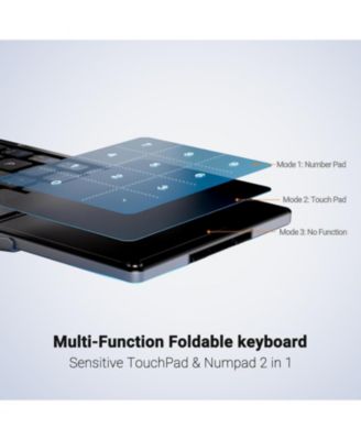 Foldable Bluetooth Keyboard, BK18 Foldable Keyboard with Touchpad and Number Pad, Portable Rechargeable Keyboard