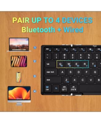 Foldable Bluetooth Keyboard, BK05S Folding Wireless Portable Keyboard, Pair Up to 4 Devices, USB-C Rechargeable, Slim and Compact