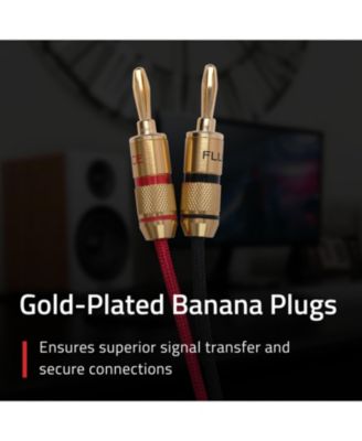 High-Fidelity 12 Gauge Speaker Wire with Dual Gold-Plated Banana Plugs, 12 Feet Oxygen-Free Pure Copper (OFC) Cable, Nylon Braided Jacket (SW512